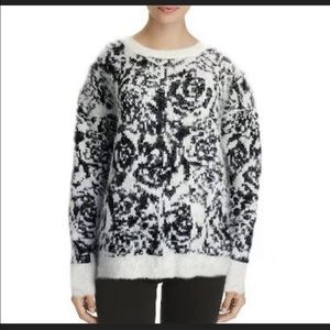 Adrianna Papell Black and White Crew Neck Sweater